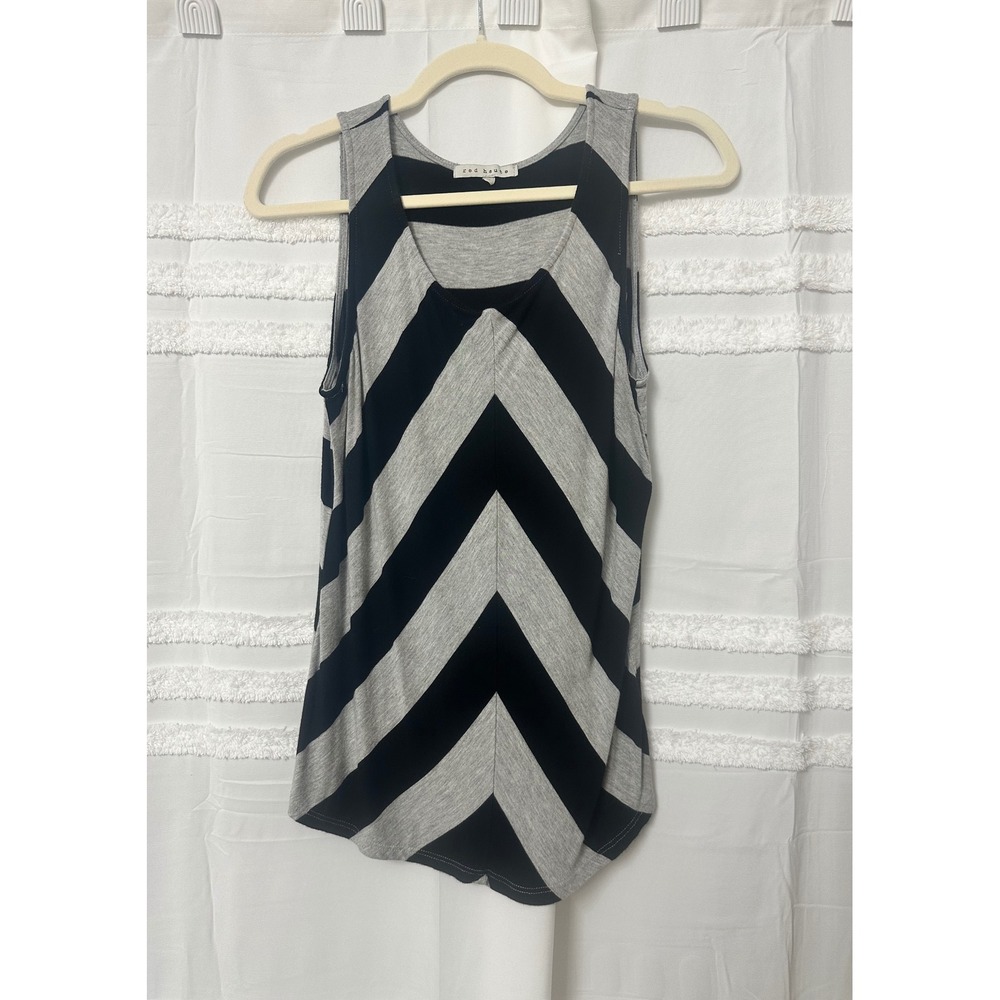 Red Haute Womens Chevron Striped Tank Top Gray Black Scoop Neck Size M